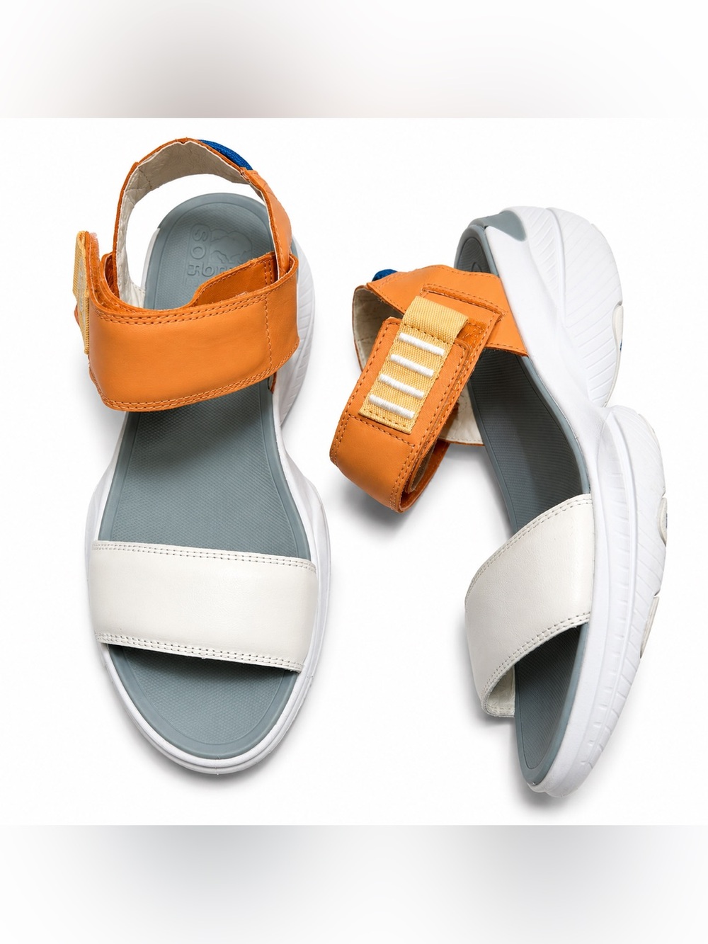 Women’s Size 7 Sport Sandals White Orange Chunky Comfort Walking Sandals sorel